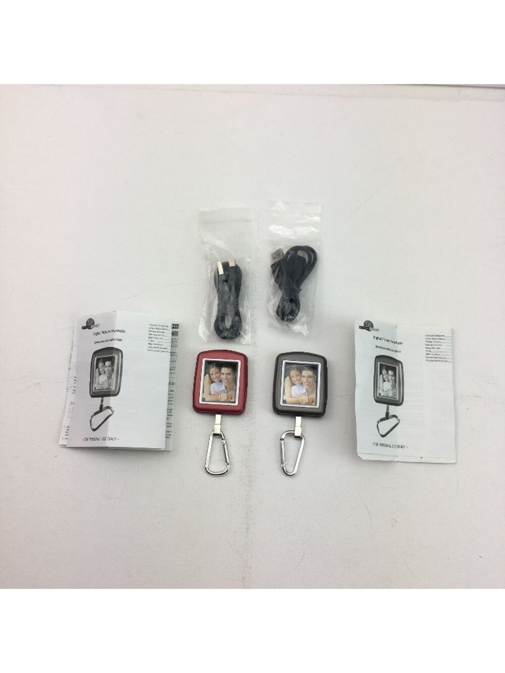 Digital Decor Digital Picture Keychain Set Of 2 Red & Gray USB Cables & Manuals